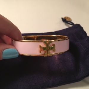 Tory Burch Kira Enamel Raised-Logo Hinged Bracelet